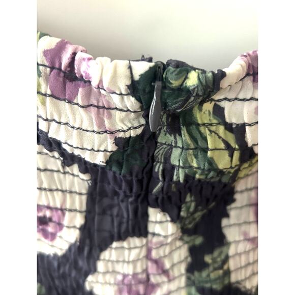 Bohme Delilah Midi Dress Floral NWT Lavender Ruching Lined Size Large - Picture 15 of 16